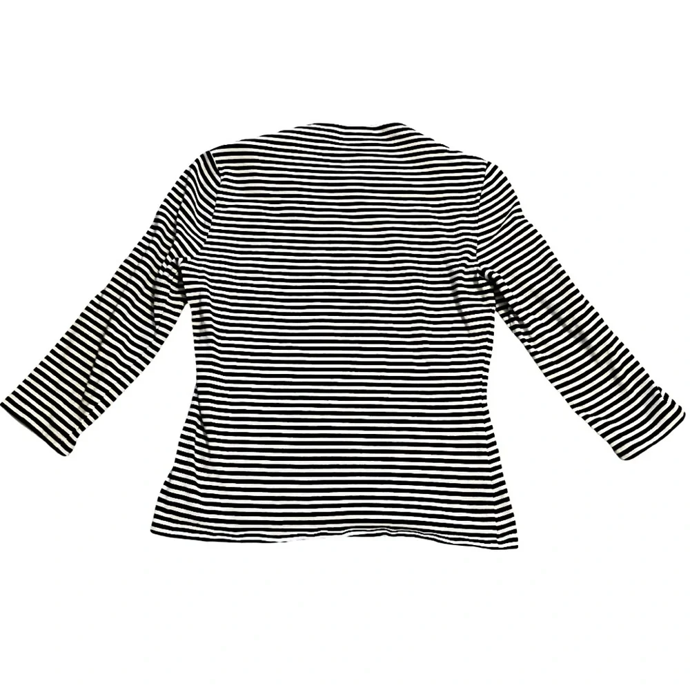 KATE SPADE Broome Street Breton Stripe Boatneck Top Black White Sz XS Cotton